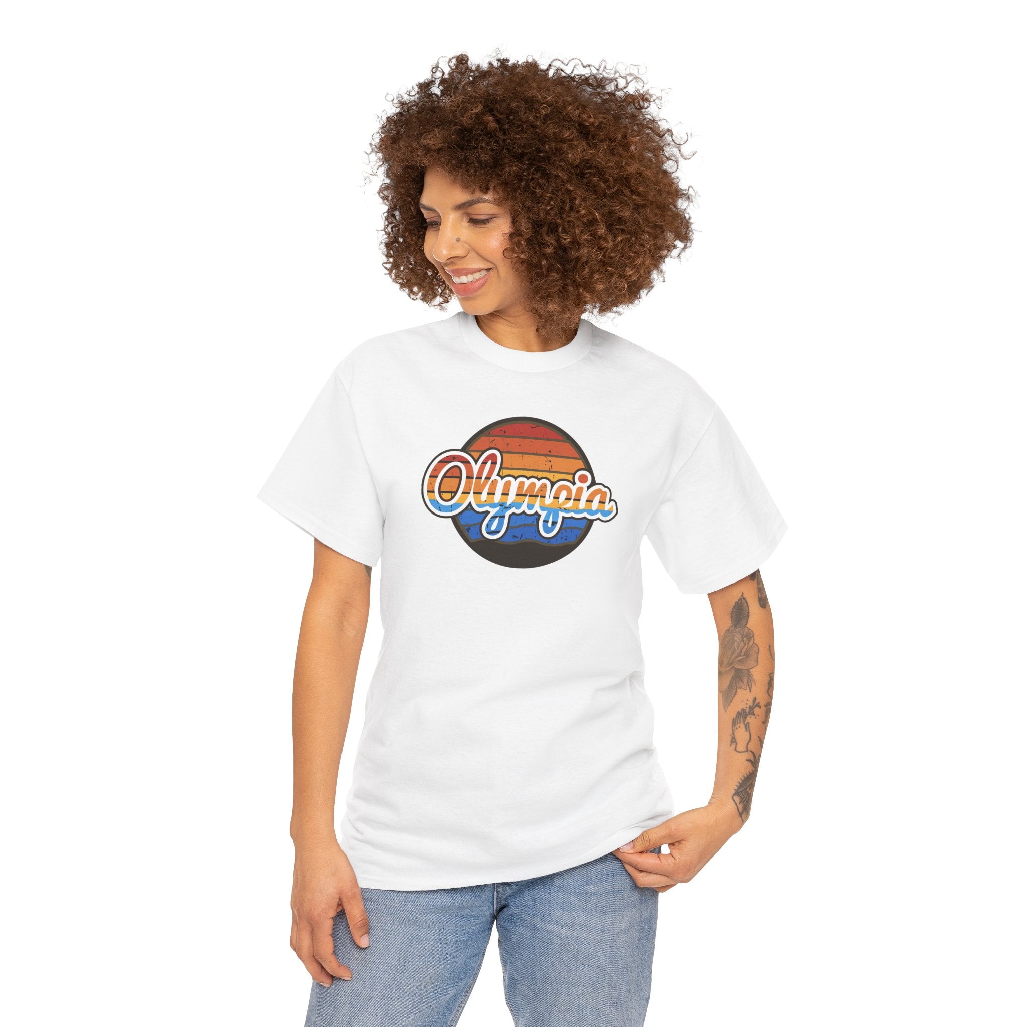 Olympia Retro Sunset Adult T-shirt